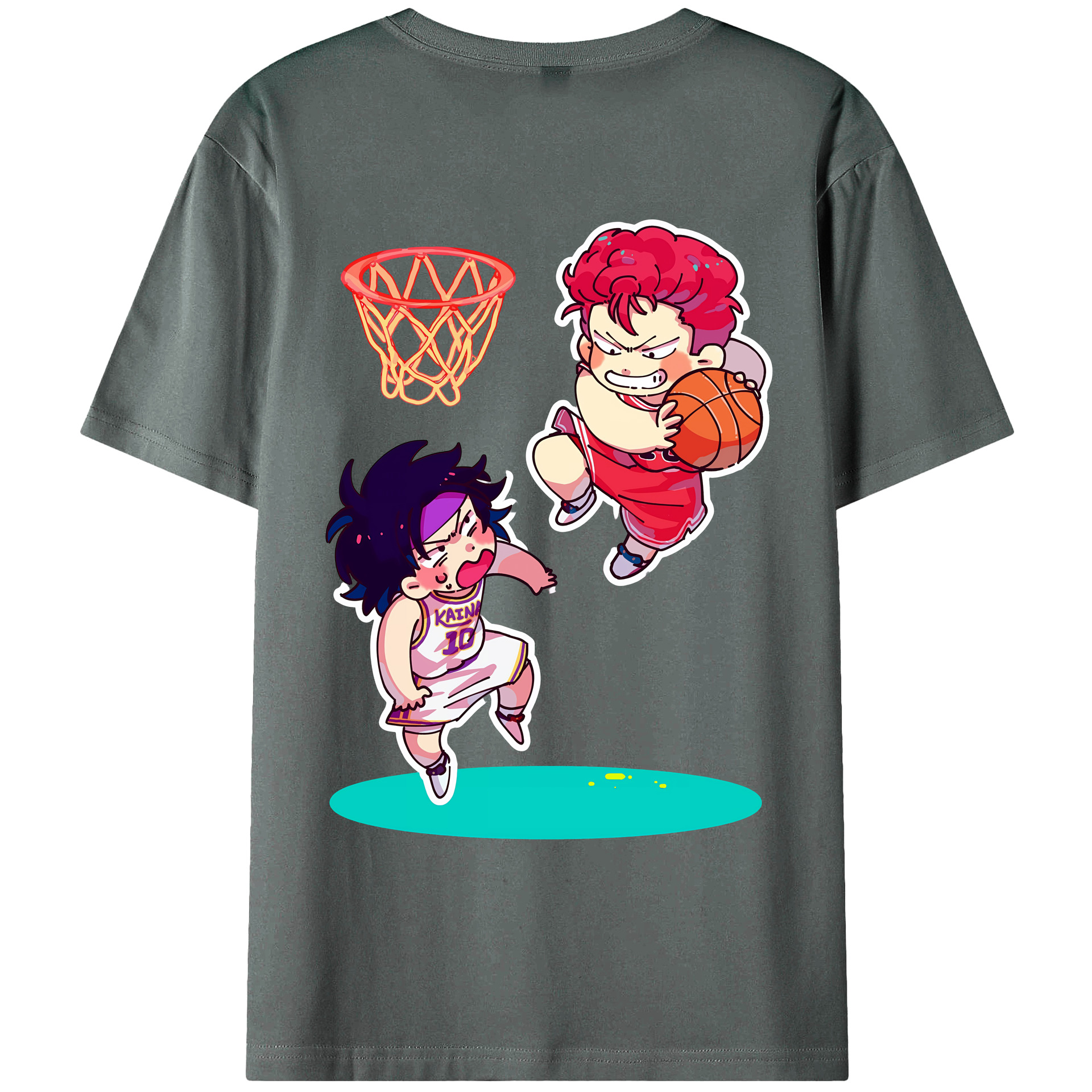 （画像用） SLAM DUNK／スラムダンク 綿100％ メンズ半袖Tシャツ（バックプリント） 通気性